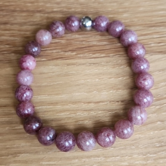 Hand Crafted Jewelry - Strawberry Quartz Gemstone Beads Bracelet